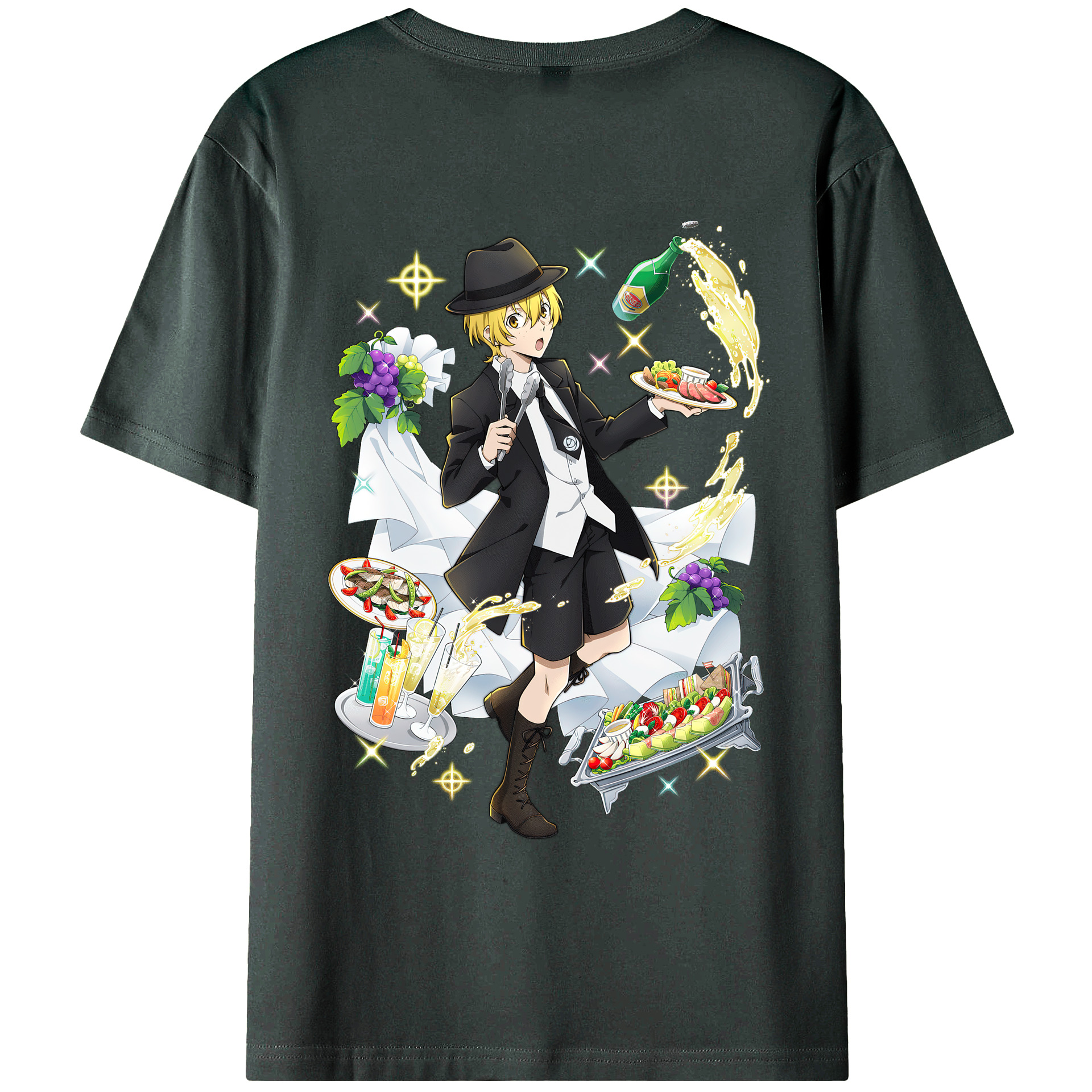 （画像用） 文豪ストレイドッグス Bungo Stray Dogs 綿100％ メンズ半袖Tシャツ（バックプリント） 通気性